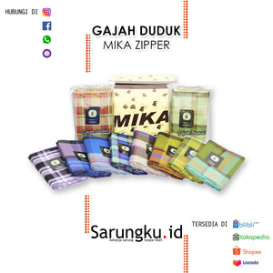 SARUNG GAJAH DUDUK MIKA ZIPPER  ECER/GROSIR 10-PCS