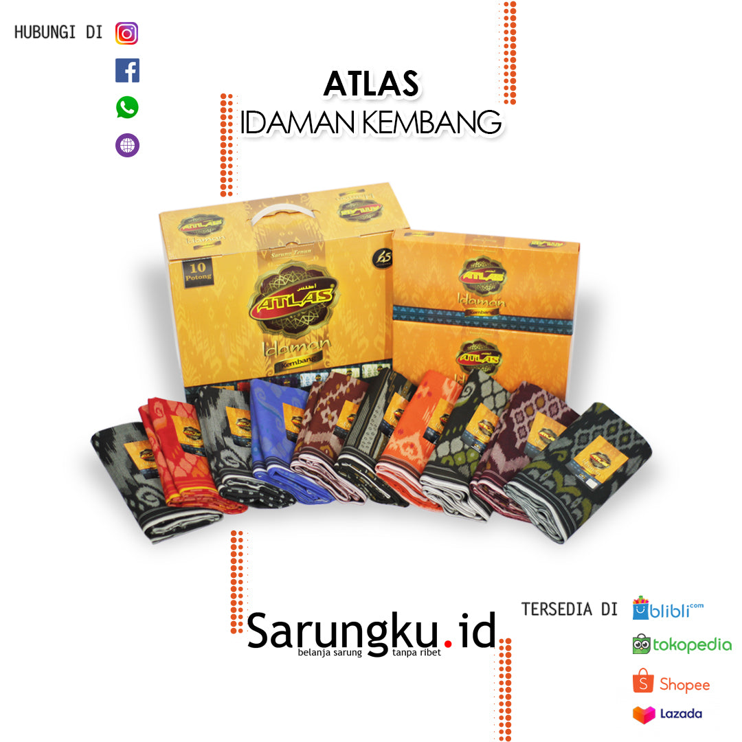 SARUNG ATLAS IDAMAN KEMBANG  ECER/GROSIR 10-PCS