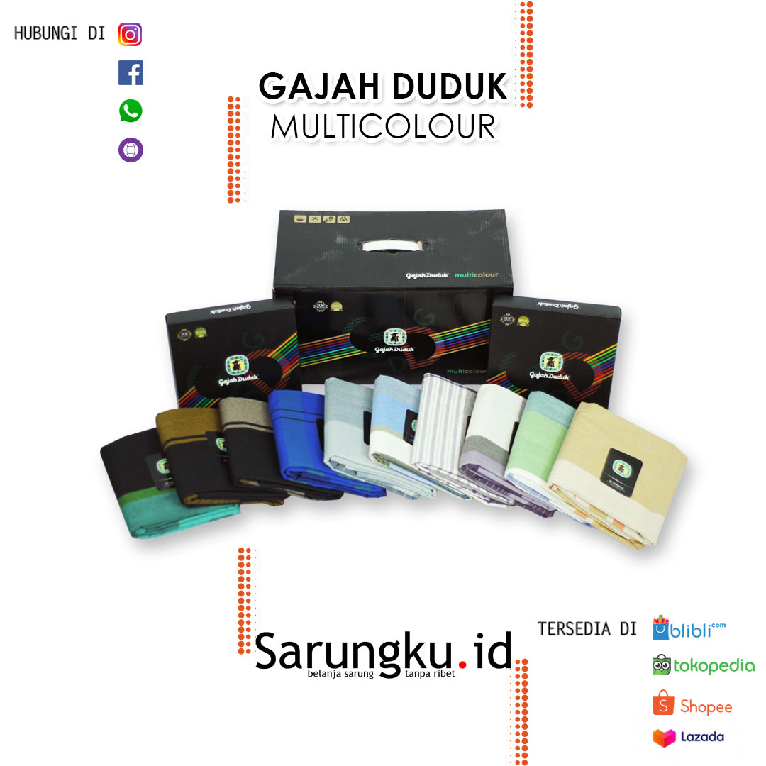 SARUNG GAJAH DUDUK MULTICOLOUR  ECER/GROSIR 10-PCS