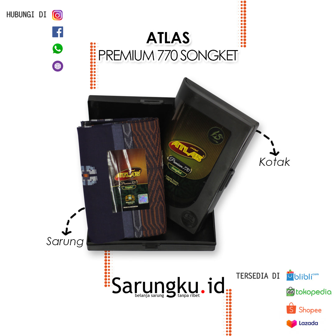 SARUNG ATLAS PREMIUM 770 SONGKET ECER/GROSIR-10PCS