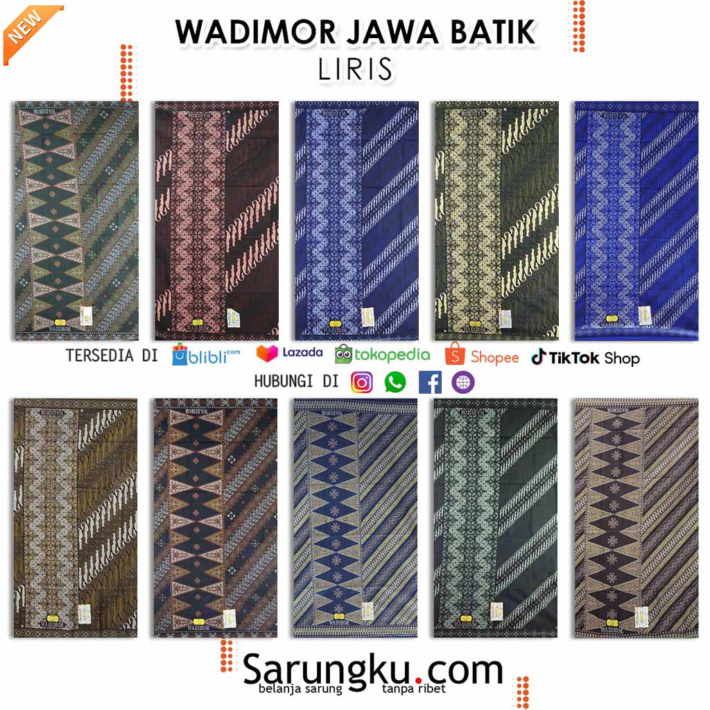 SARUNG WADIMOR JAWA BATIK MOTIF LIRIS ECER/GROSIR 10PCS