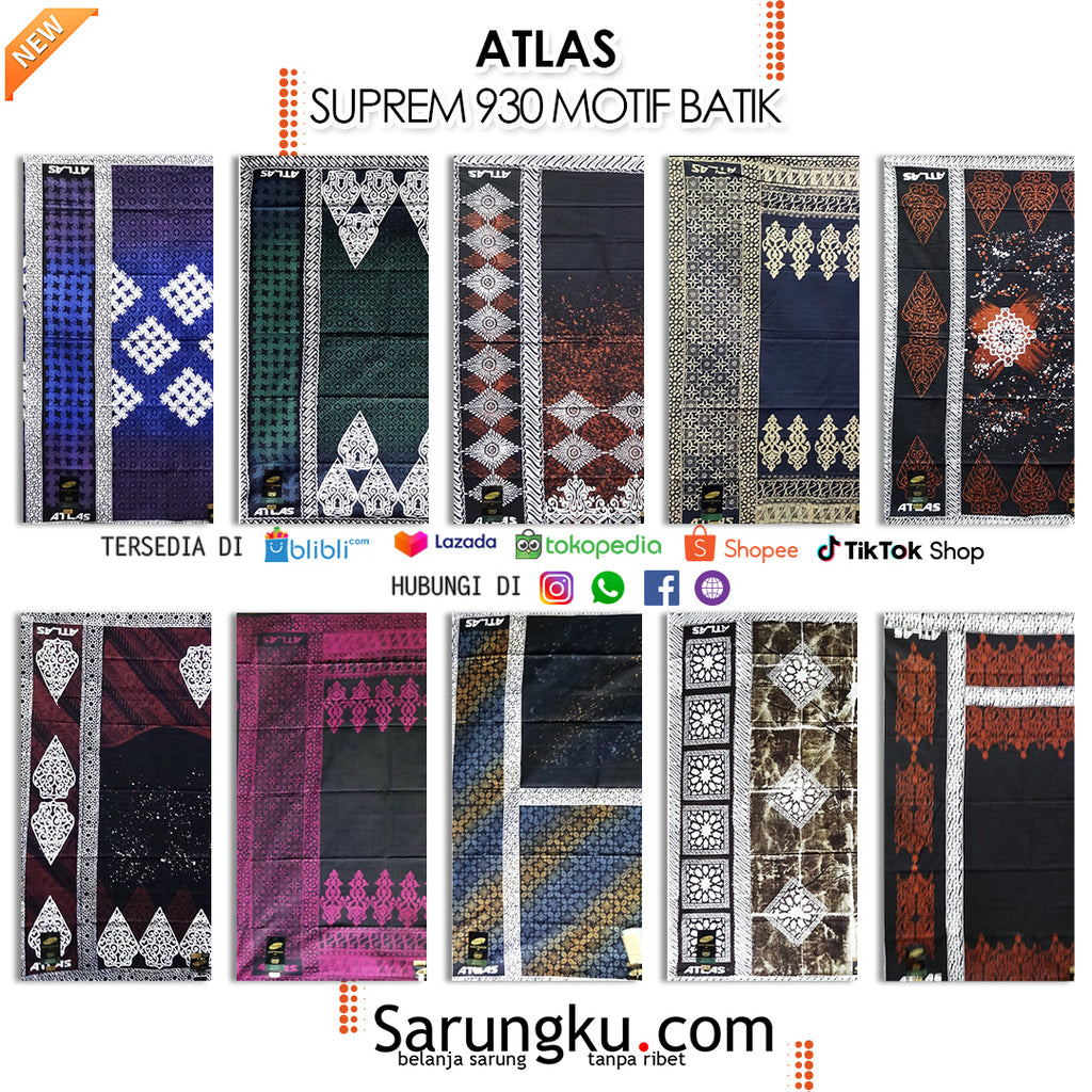 SARUNG ATLAS SUPER PREMIUM 930 ECER / GROSIR 10-PC