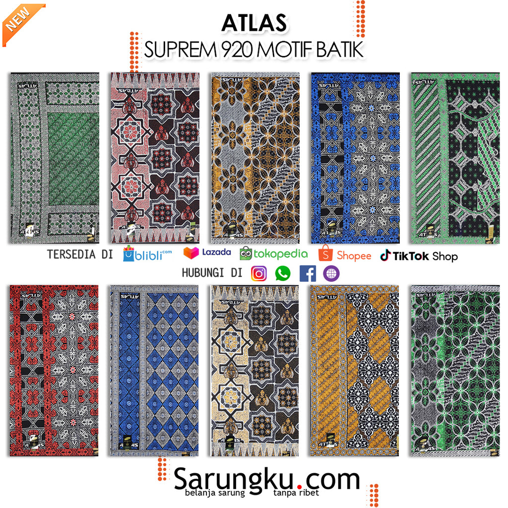 SARUNG ATLAS SUPER PREMIUM 920 BATIK ECER/GROSIR 10-PCS