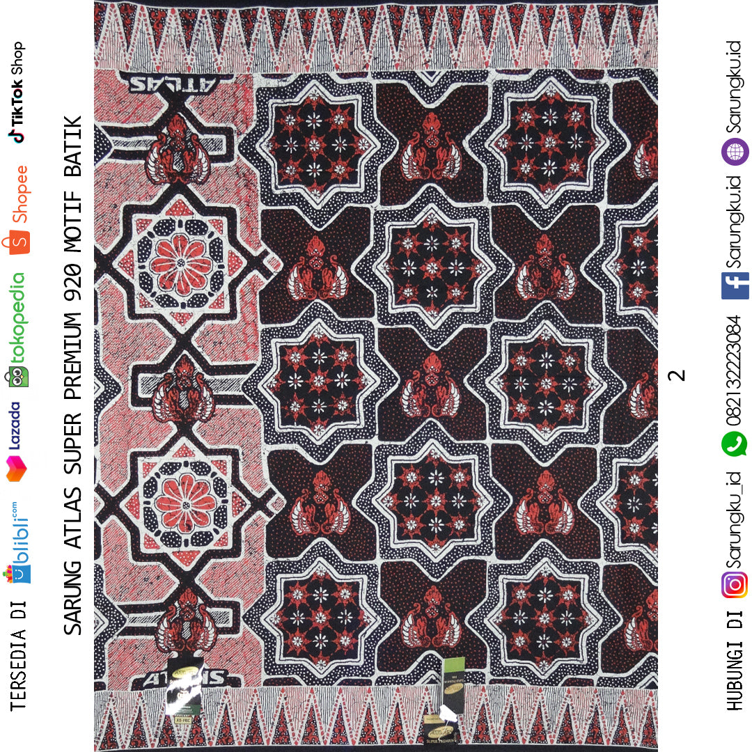 SARUNG ATLAS SUPER PREMIUM 920 BATIK ECER/GROSIR 10-PCS