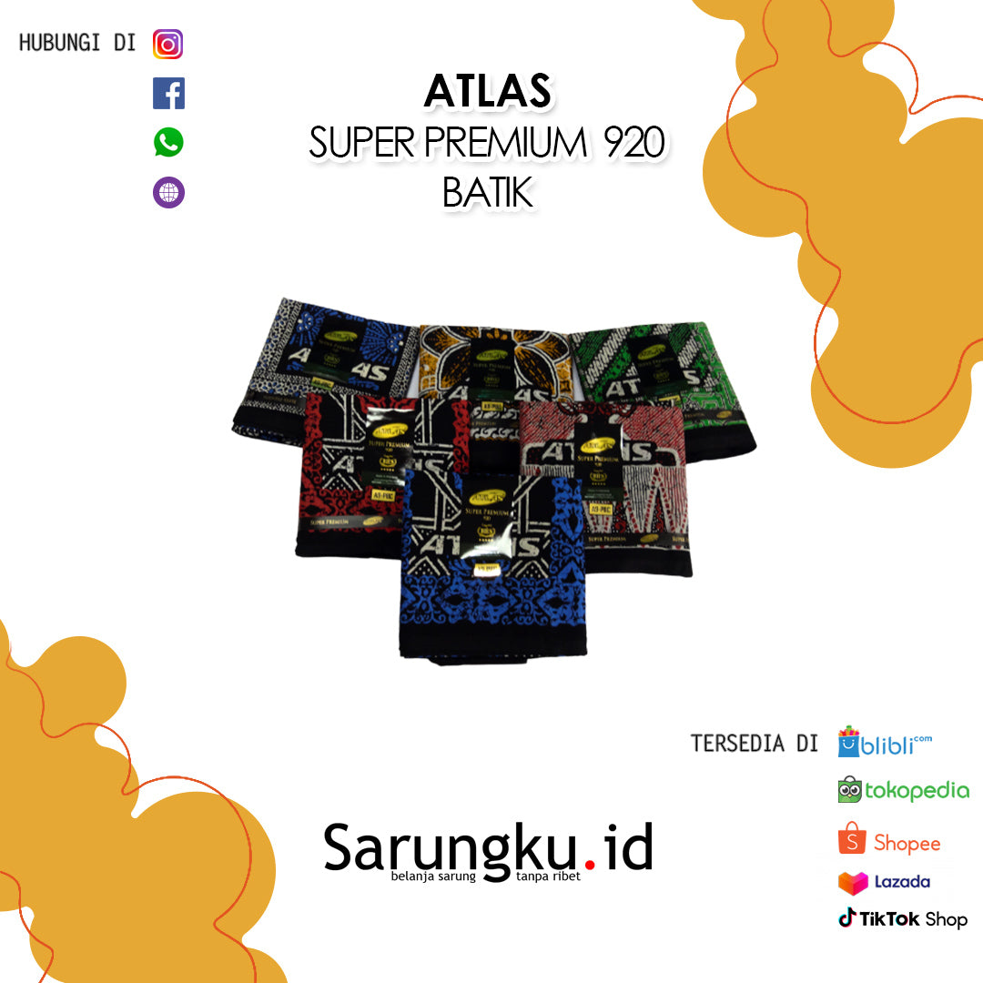 SARUNG ATLAS SUPER PREMIUM 920 BATIK ECER/GROSIR 10-PCS