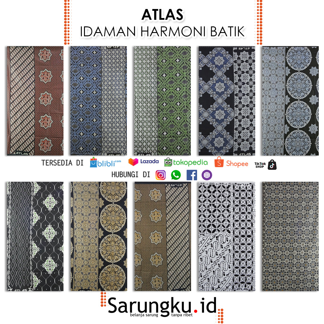 SARUNG ATLAS IDAMAN HARMONI BATIK ECER/GROSIR 10-PCS