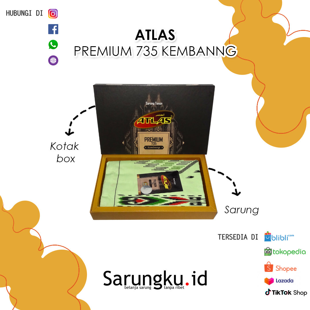 SARUNG ATLAS PREMIUM 735 KEMBANG ECER/GROSIR 10-PCS