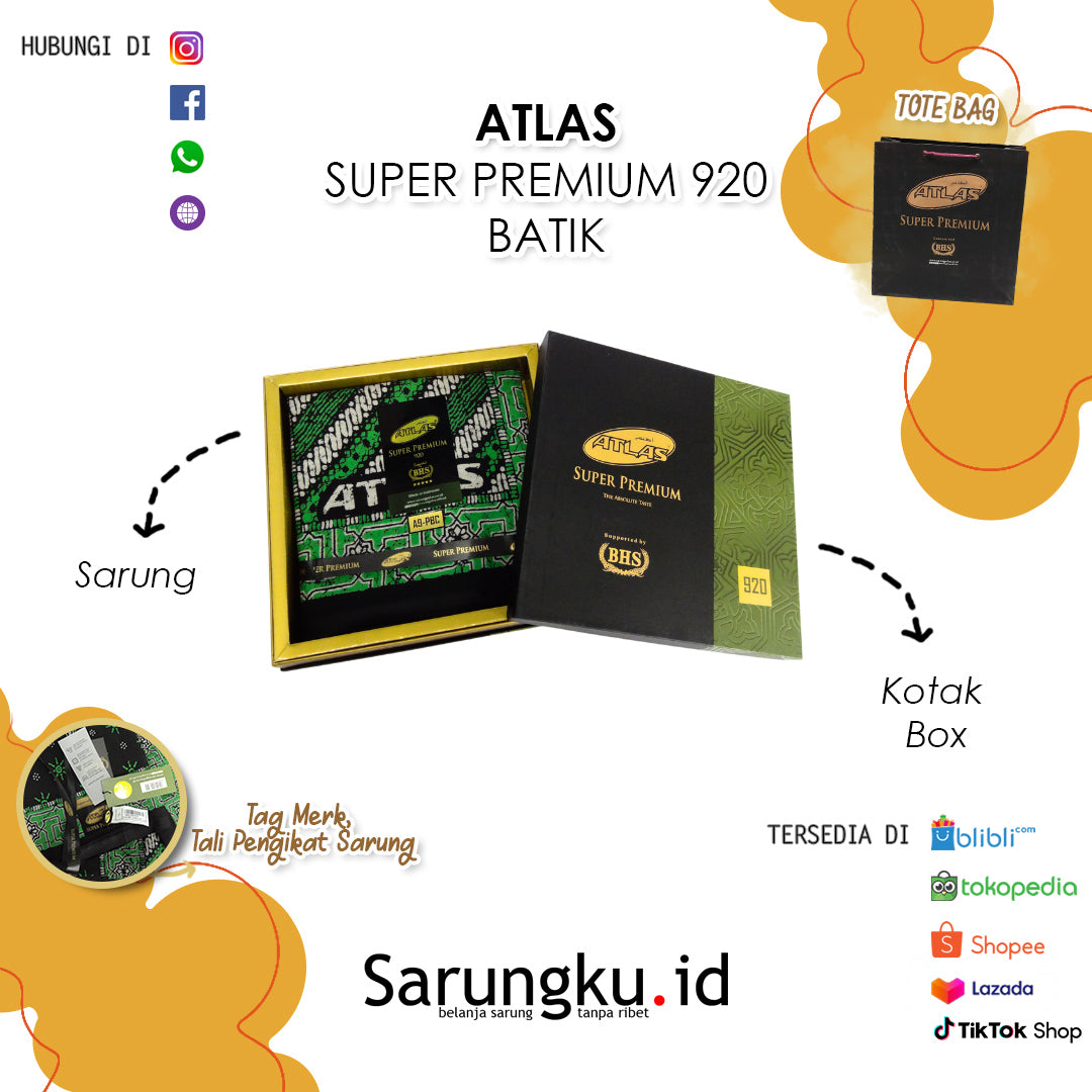 SARUNG ATLAS SUPER PREMIUM 920 BATIK ECER/GROSIR 10-PCS