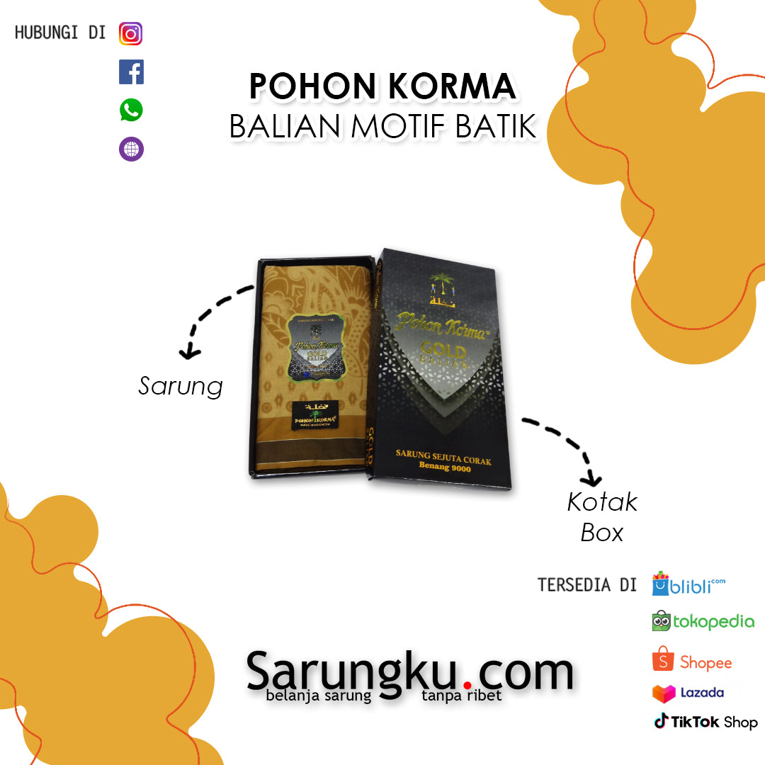 SARUNG POHON KORMA GOLD BALIAN BATIK ECER / GROSIR 10-PCS