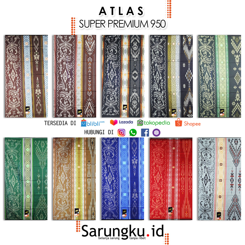 SARUNG ATLAS SUPER PREMIUM 950 ECER/GROSIR 10-PCS