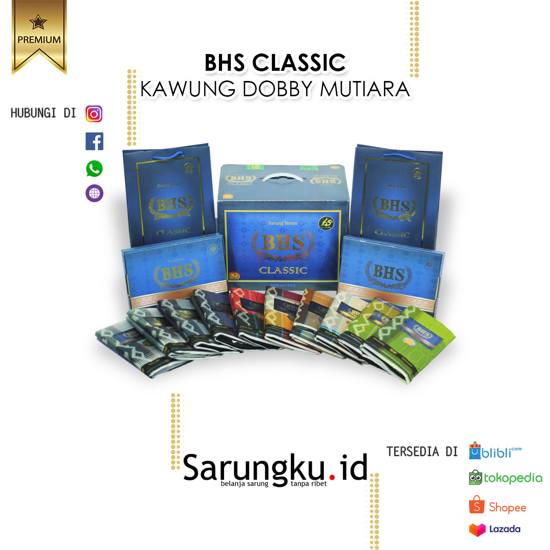SARUNG BHS CLASSIC KAWUNG DOBBY MUTIARA (KWG MTR) ECER/GROSIR 10-PCS