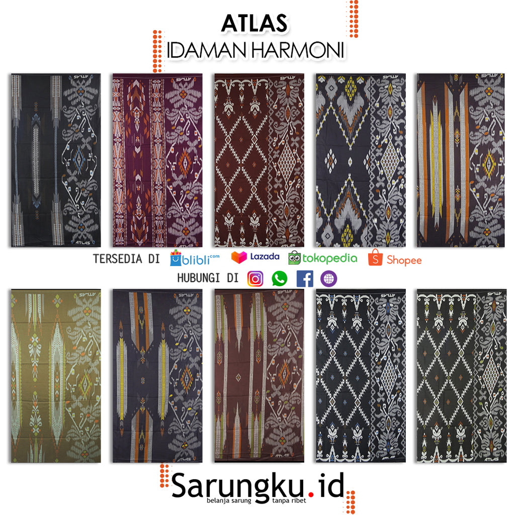 SARUNG ATLAS IDAMAN HARMONI MIX ECER/GROSIR 10-PCS