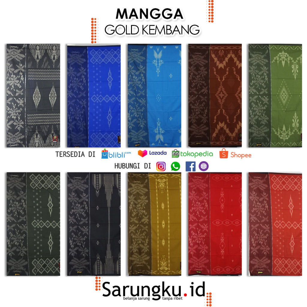 SARUNG MANGGA GOLD KEMBANG  ECER/GROSIR 10-PCS
