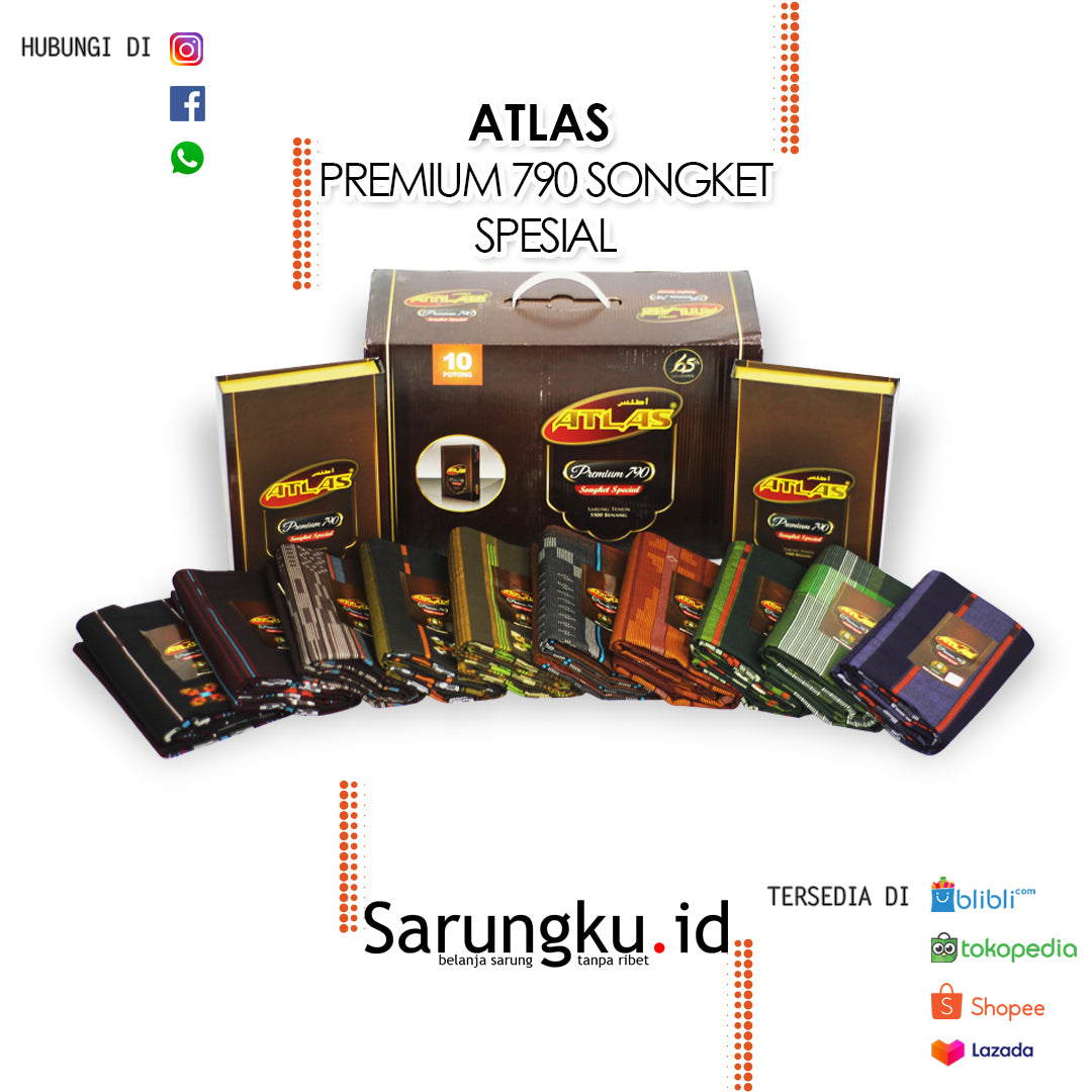 SARUNG ATLAS PREMIUM 790 SONGKET SPESIAL ECER/GROSIR-10PCS
