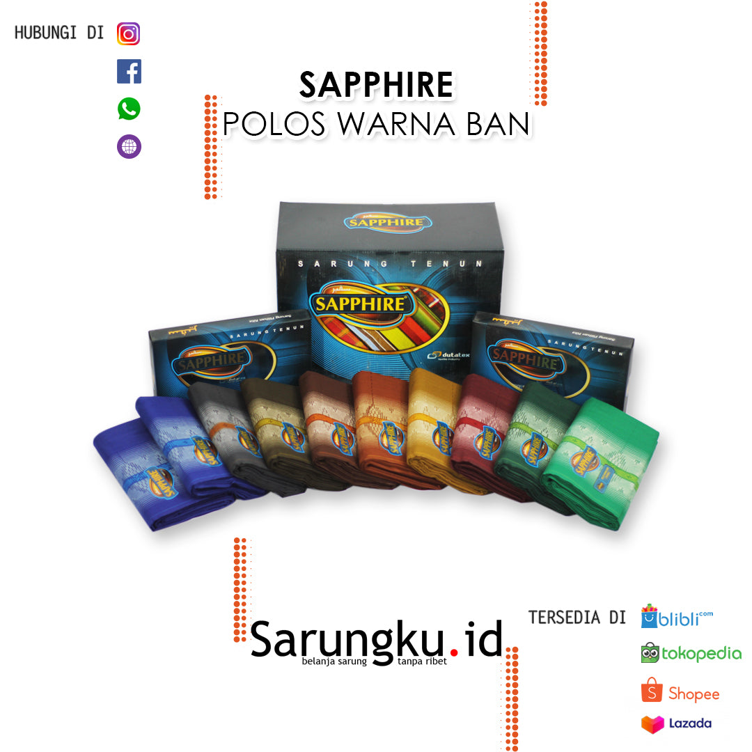 SARUNG SAPPHIRE POLOS WARNA BAN (PW BAN) ECER/GROSIR 10-PCS