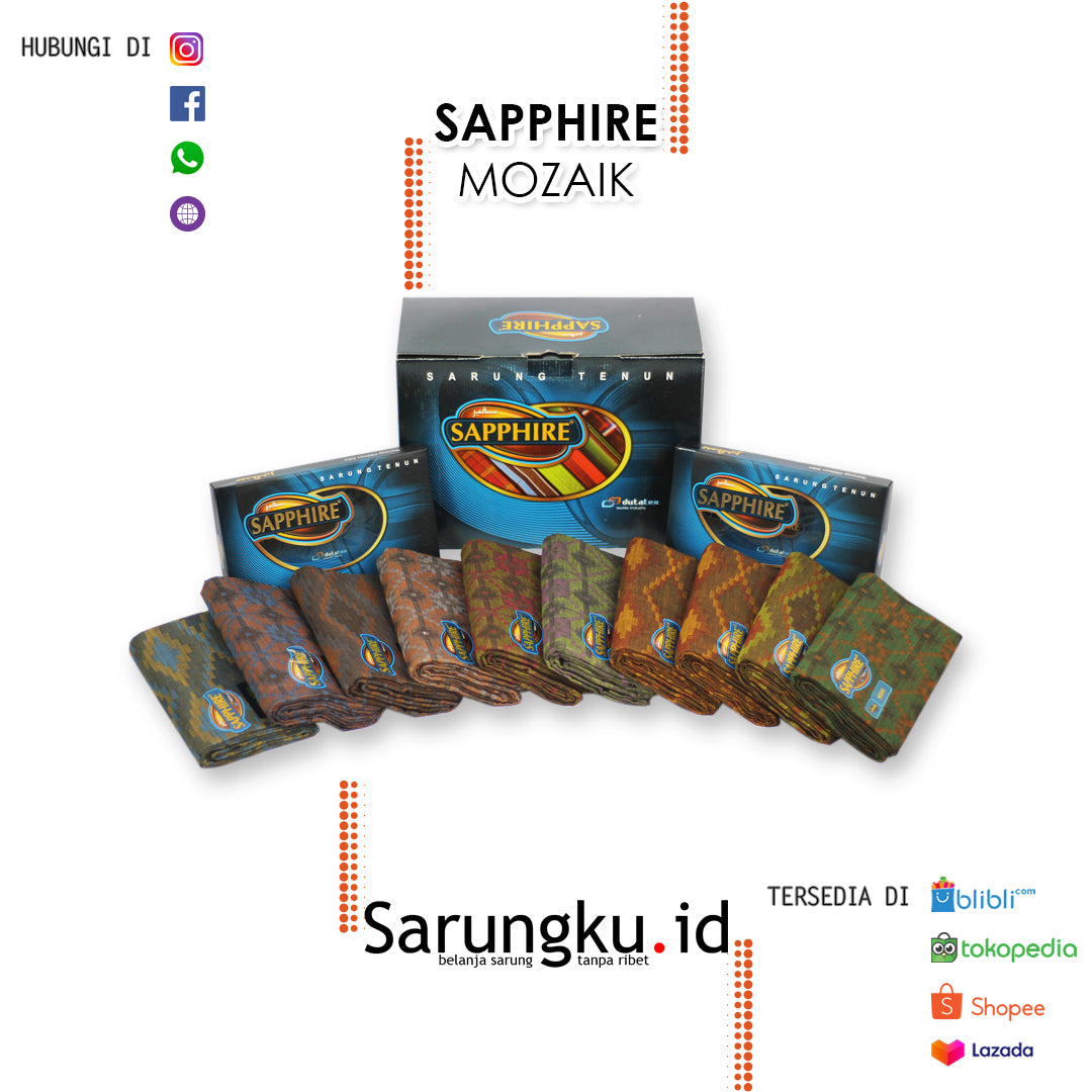 SARUNG SAPPHIRE MOZAIK  ECER/GROSIR 10-PCS