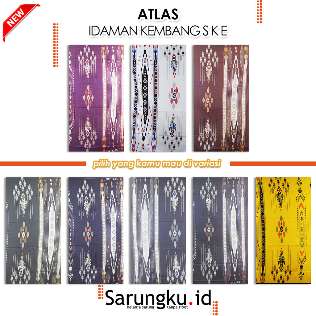 SARUNG ATLAS IDAMAN KEMBANG SKE ECER/ GROSIR 10PCS