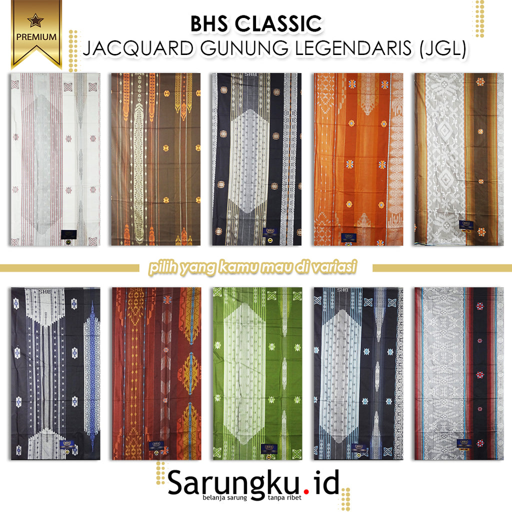 SARUNG BHS CLASSIC JACQUARD GUNUNG LEGENDARIS (JGL) ECER /GROSIR 10-PCS
