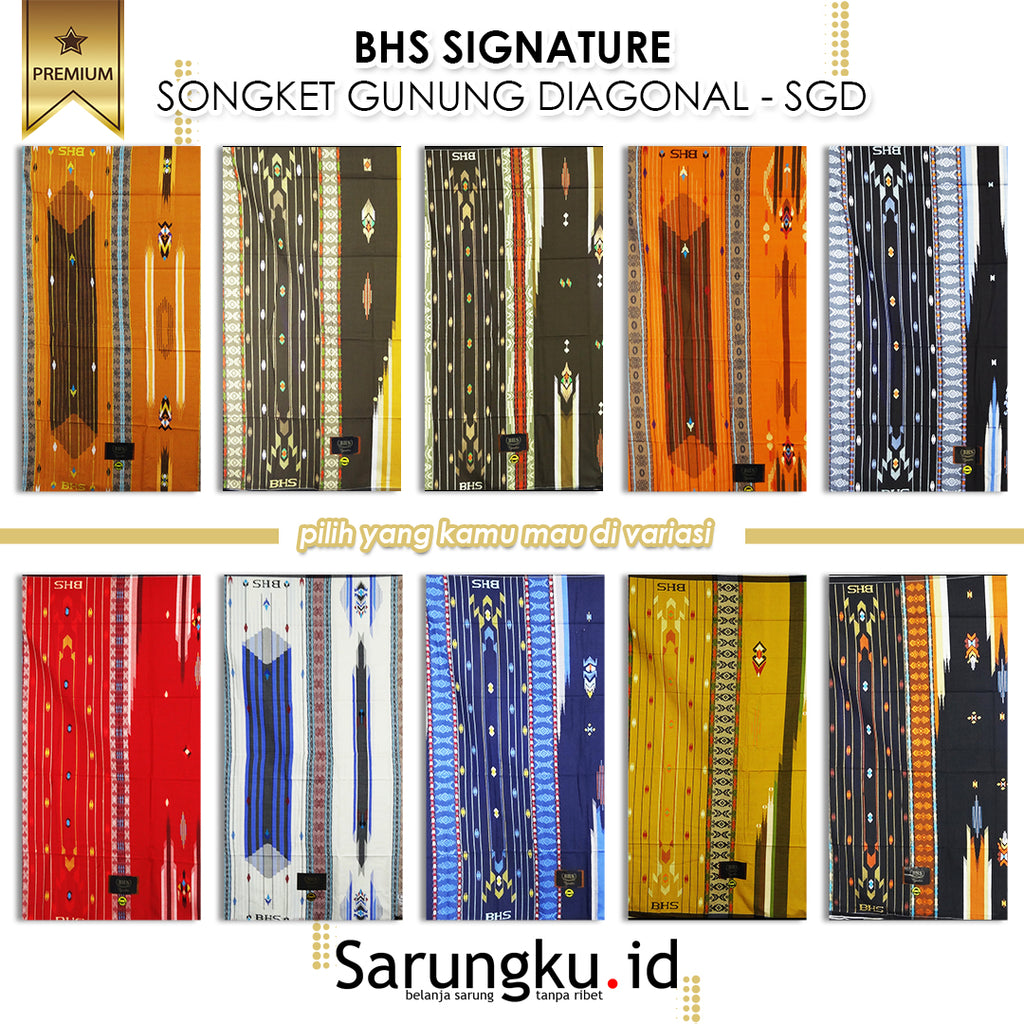 SARUNG BHS SIGNATURE SONGKET GUNUNG DIAGONAL (SGD) ECER/GROSIR 10-PCS