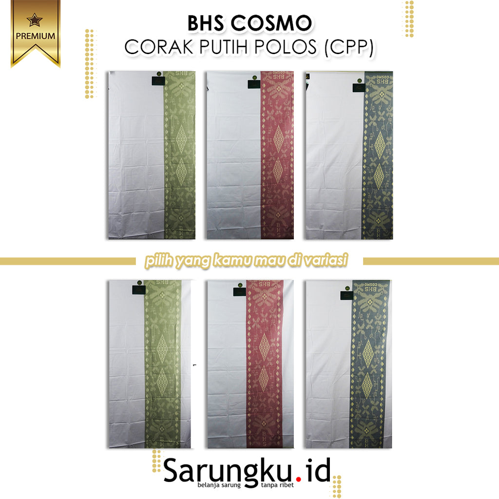 SARUNG BHS COSMO PUTIH POLOS (CPP) ECER /GROSIR 10-PCS
