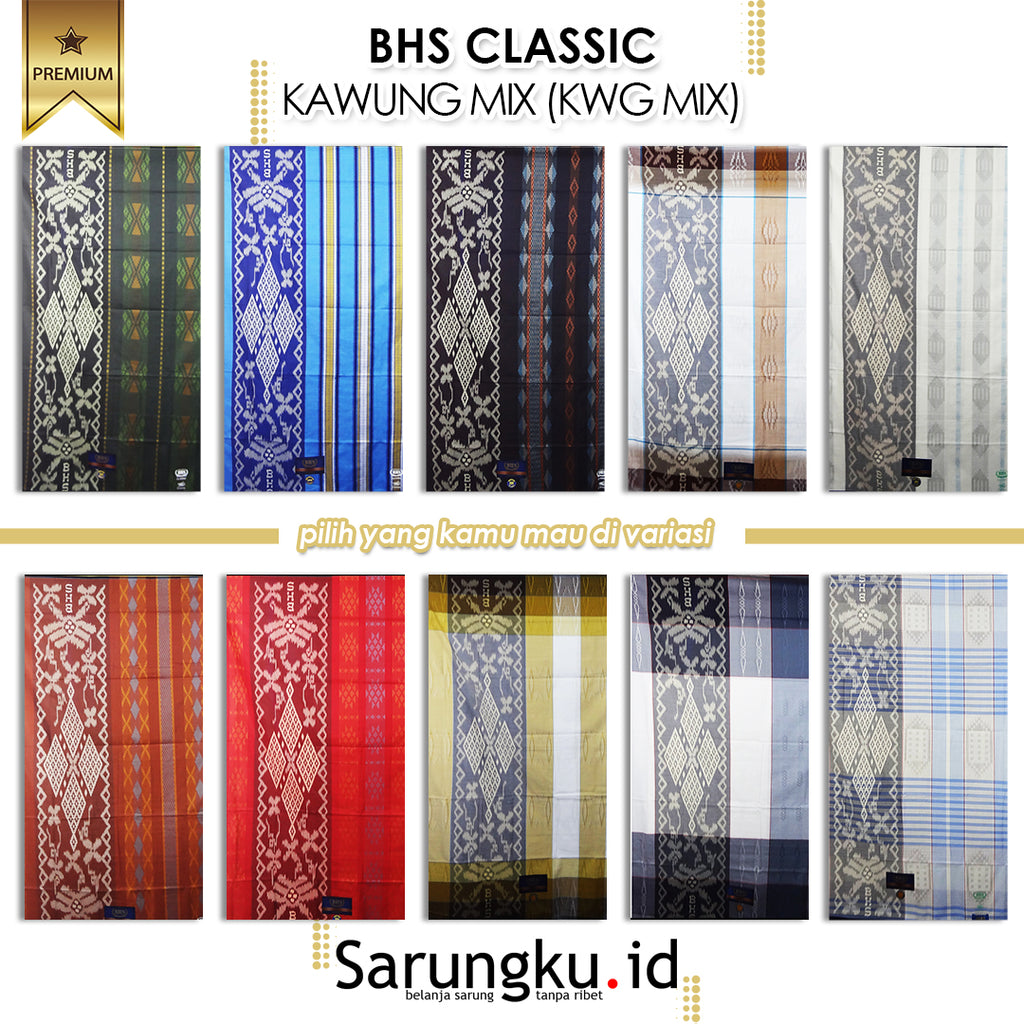 SARUNG BHS CLASSIC KAWUNG MIX (KWG MIX) ECER / GROSIR 10-PCS