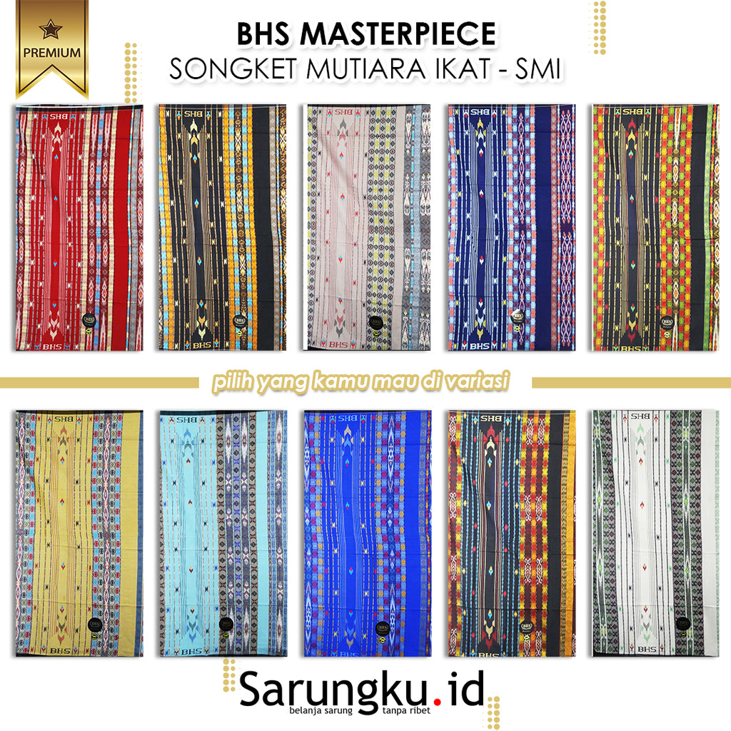 SARUNG BHS MASTERPIECE SONGKET MUTIARA IKAT (SMI) ECER/GROSIR 10-PCS