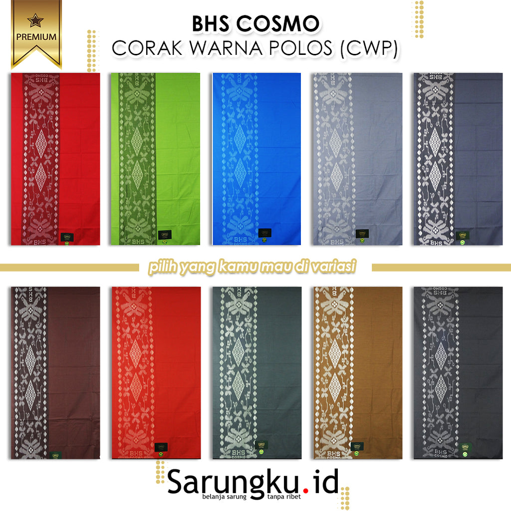 SARUNG BHS COSMO WARNA POLOS (CWP) ECER/GROSIR 10-PCS