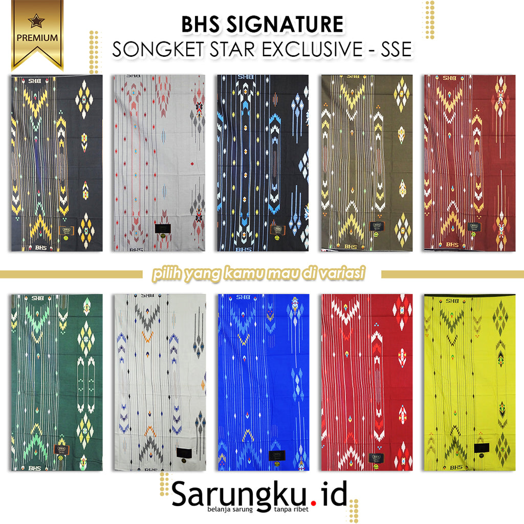 SARUNG BHS SIGNATURE SONGKET STAR EXCLUSIVE (SSE) ECER/GROSIR 10-PCS