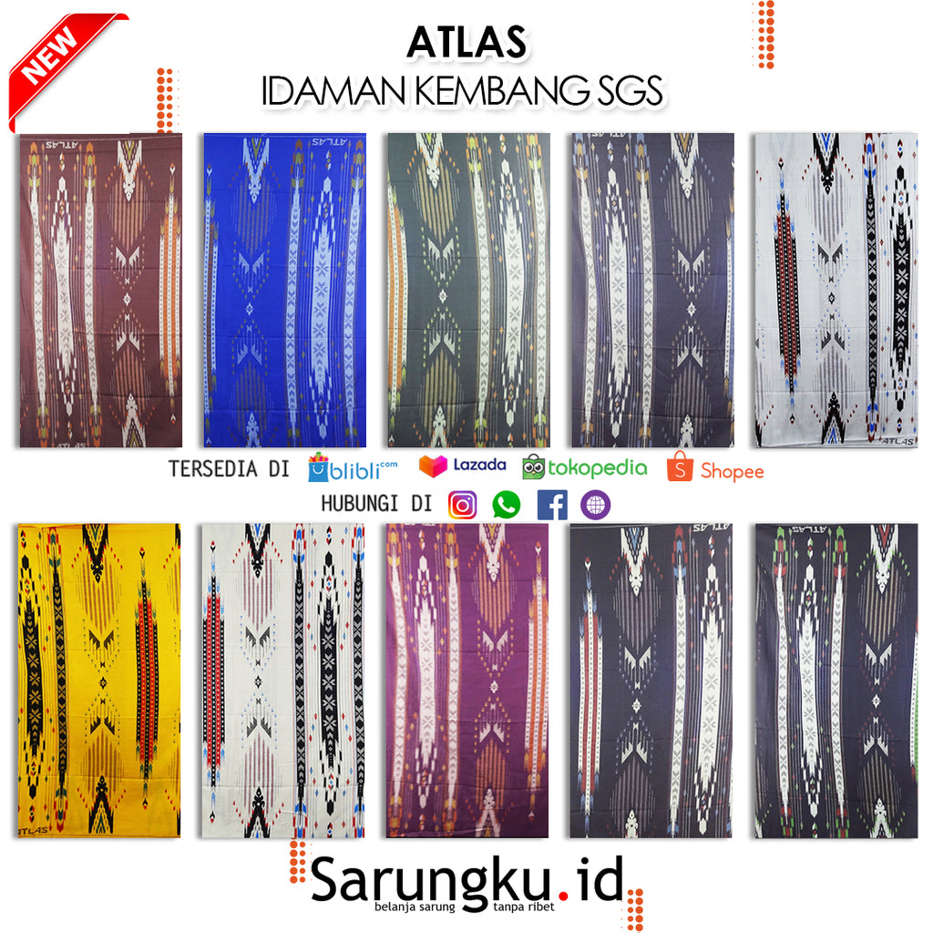 SARUNG ATLAS IDAMAN KEMBANG SGS ECER/GROSIR 10PCS