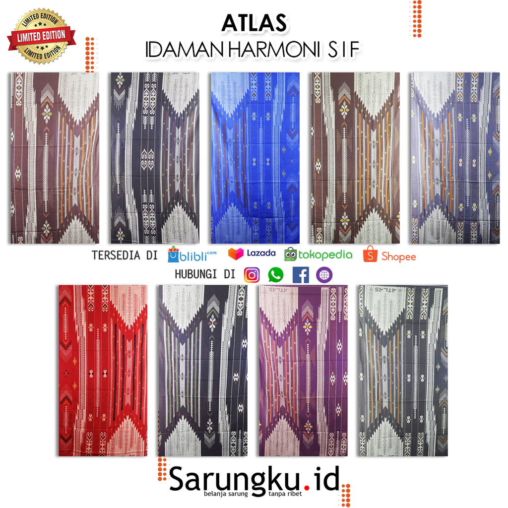 SARUNG ATLAS IDAMAN HARMONI SIF ECER/GROSIR 10PCS