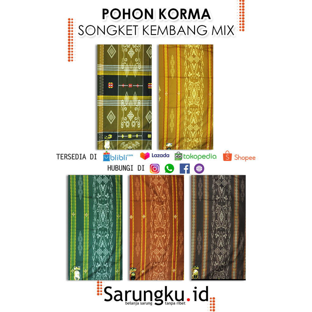 SARUNG POHON KORMA SONGKET KEMBANG MIX  ECER/GROSIR 10-PCS