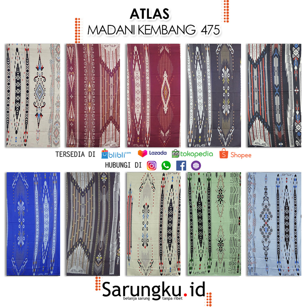 SARUNG ATLAS MADANI KEMBANG ECER/GROSIR 10PCS