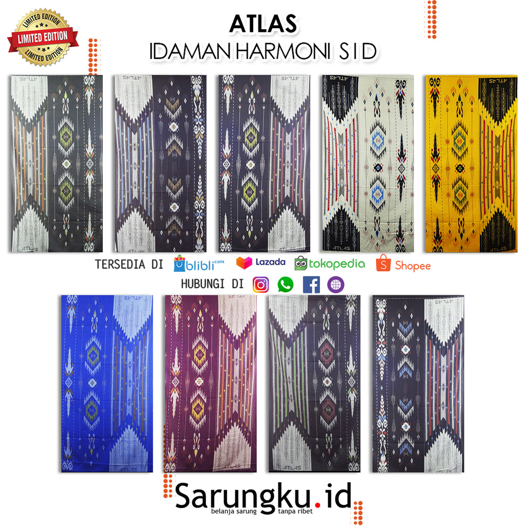 SARUNG ATLAS IDAMAN HARMONI SID ECER / GROSIR 10-PCS
