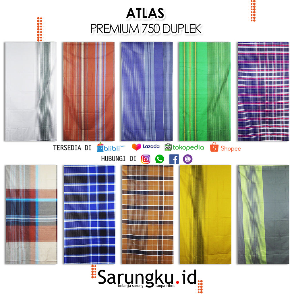 SARUNG ATLAS PREMIUM 750 ORIGINAL DUPLEK ECER/ GROSIR 10-PCS