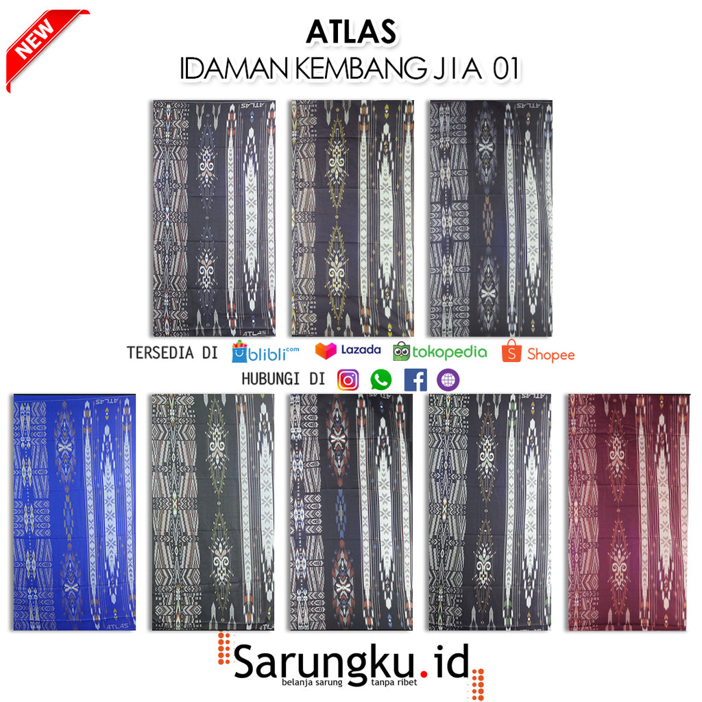 SARUNG ATLAS IDAMAN KEMBANG JIA ECER/GROSIR 10PCS