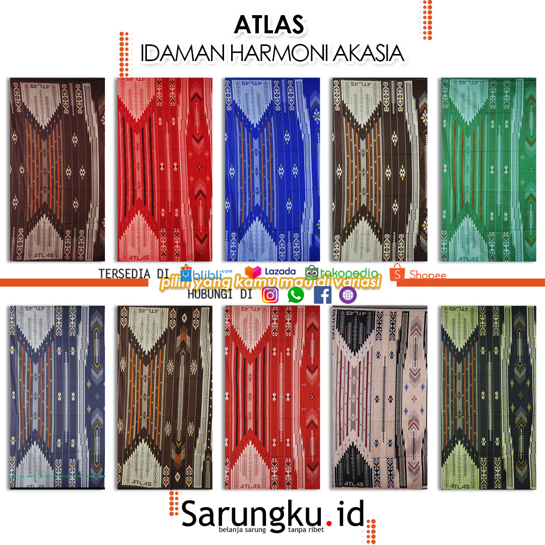 SARUNG ATLAS IDAMAN HARMONI AKASIA ECER/GROSIR 10PCS