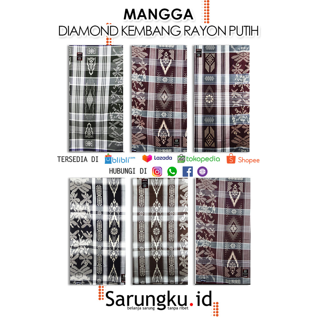 SARUNG MANGGA DIAMOND KEMBANG RAYON PUTIH