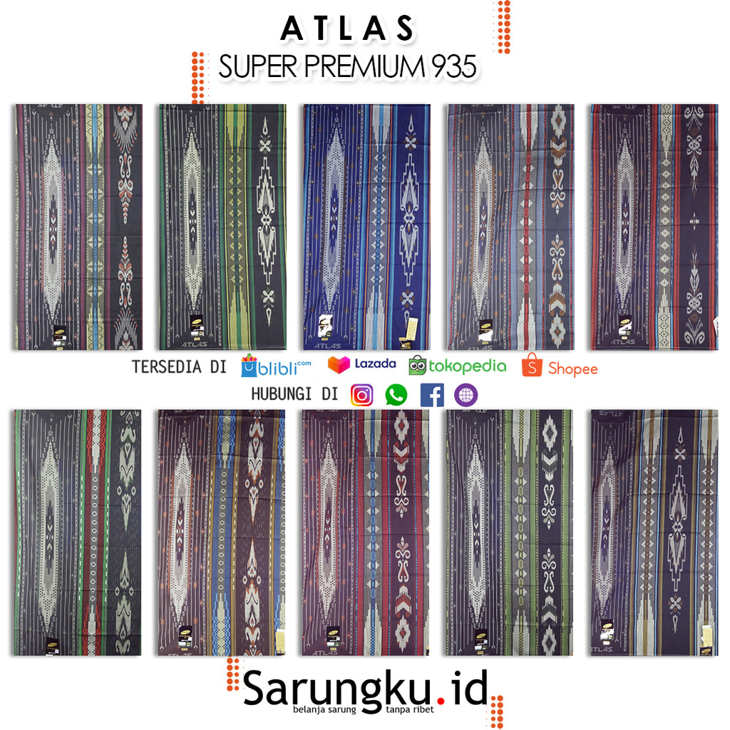 SARUNG ATLAS SUPER PREMIUM 935 ECER/GROSIR 10-PCS