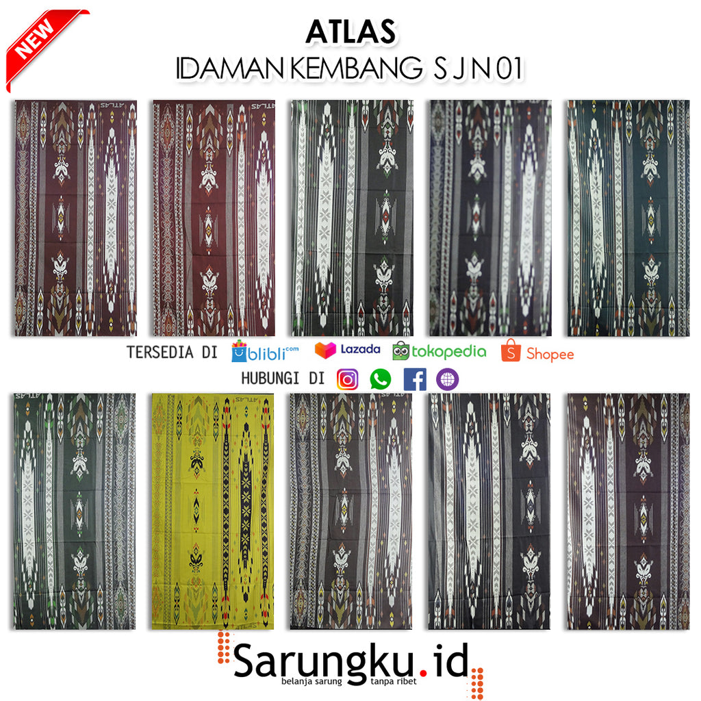 SARUNG ATLAS IDAMAN KEMBANG SJN ECER/GROSIR 10PCS