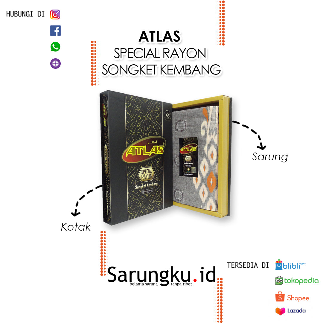 SARUNG ATLAS SPECIAL RAYON SONGKET KEMBANG ECER/GROSIR-10PCS